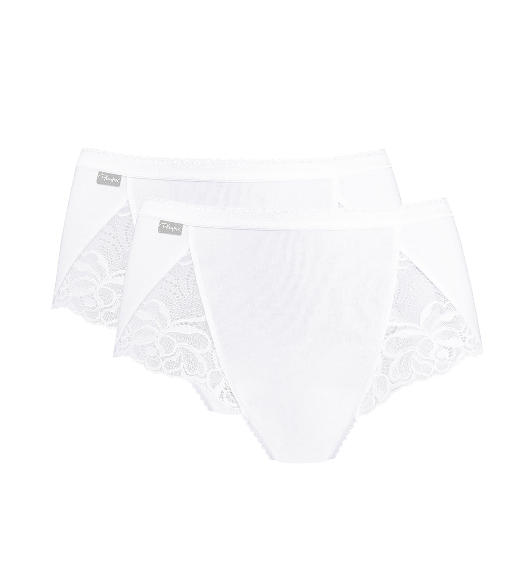Playtex® 2 bragas midi blancas Algódon & Encaje