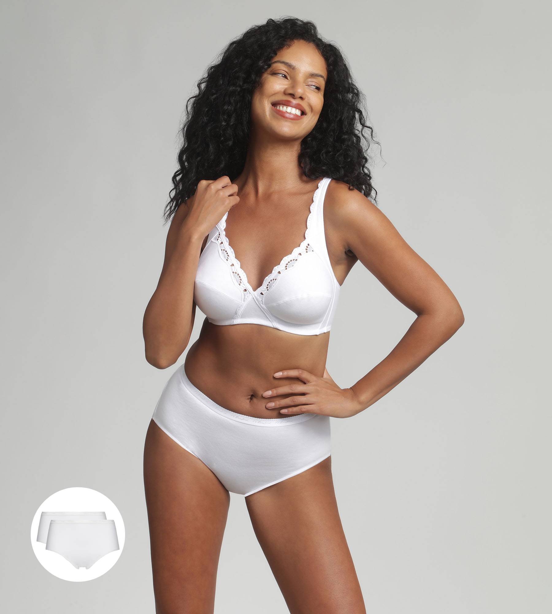Playtex® Lote de 2 bragas midi blancas Algodón Bio