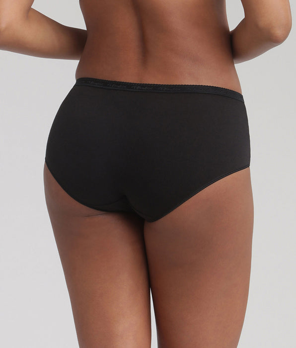 Playtex® Lote de 3 bragas midi negras Algodón Bio