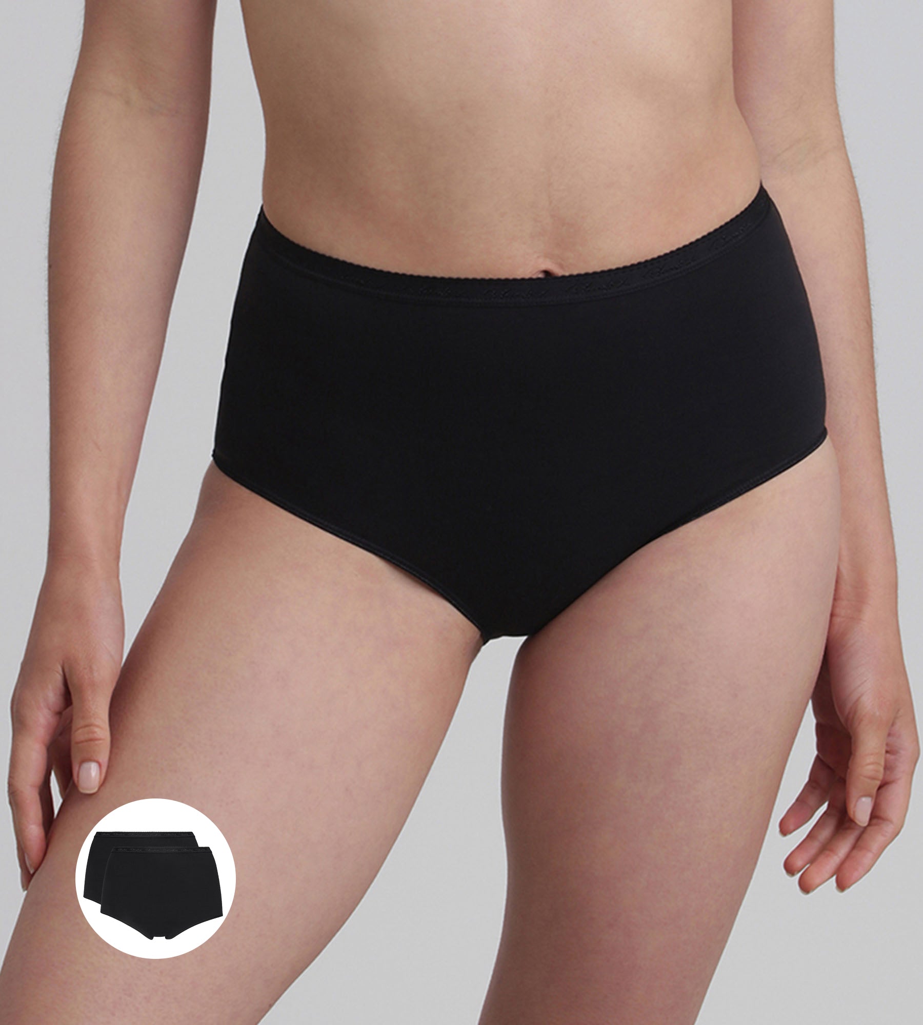 Playtex® Lote de 2 bragas talle alto negras Algodón Bio