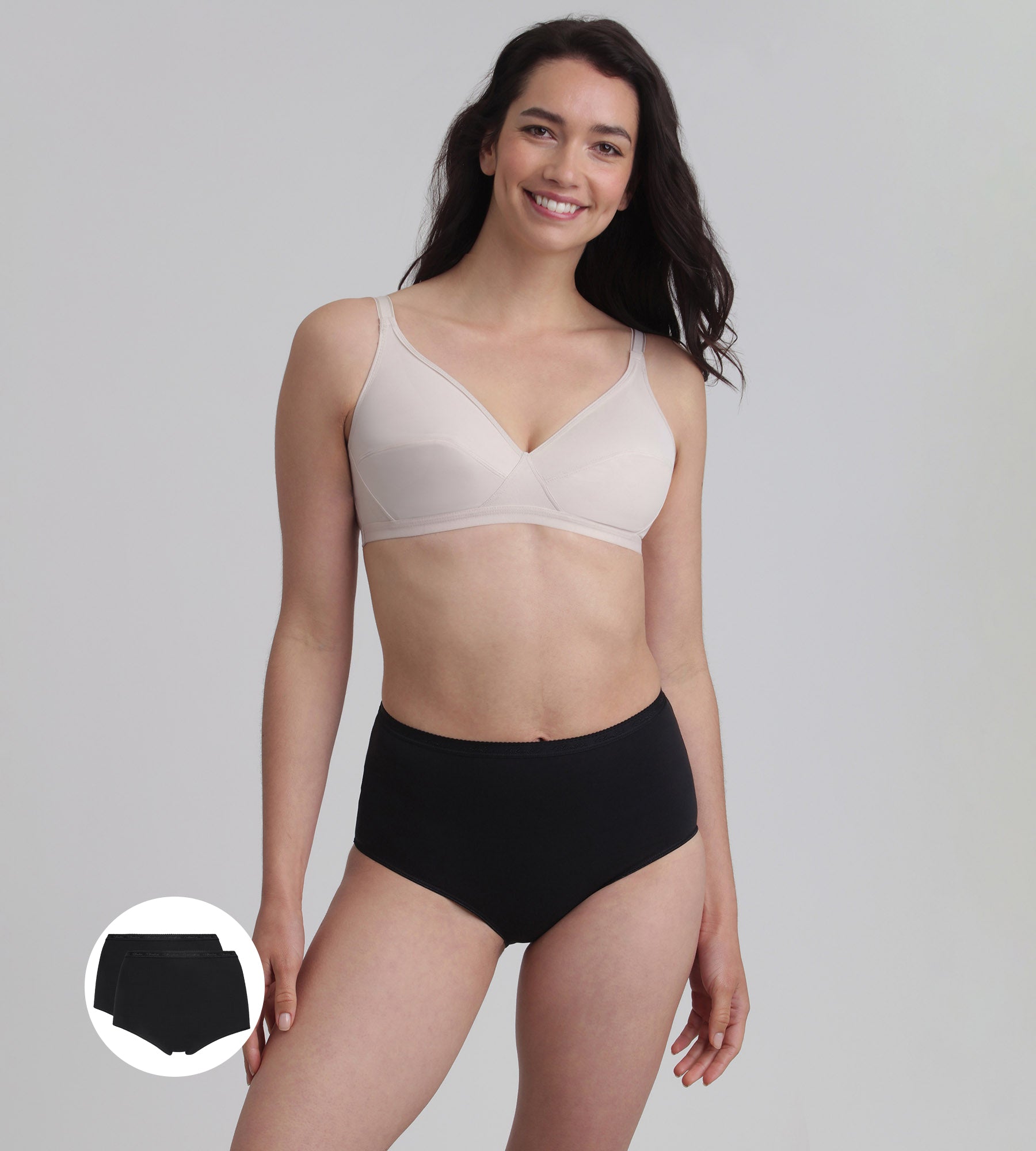 Playtex® Lote de 2 bragas talle alto negras Algodón Bio