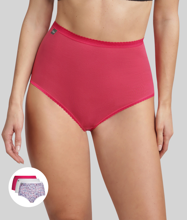 Playtex® Lote de 3 Braga de cintura alta moradas Algodón Stretch