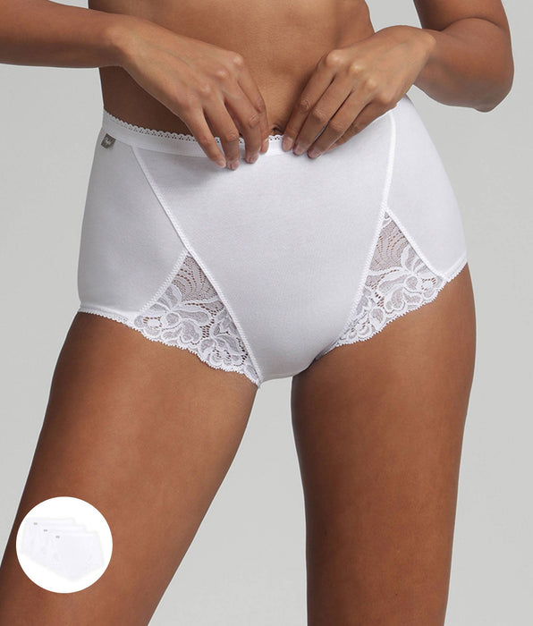 Playtex® 3 bragas maxi blancas - Algódon & Encaje