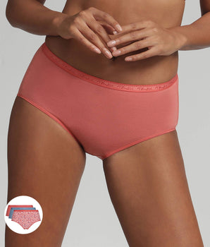 Lote de 3 bragas midi azul océano, rosa y estampado Algodón Bio