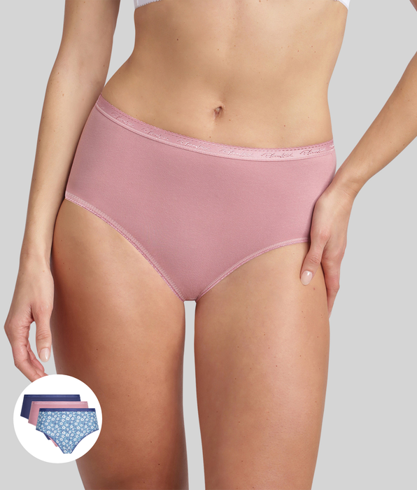 Playtex® Lote de 3 bragas azules, estampado azul claro, rosa orquídea, algodón orgánico