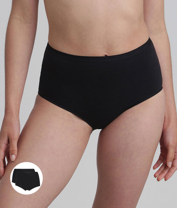 Playtex® Lote de 2 bragas talle alto negras Algodón Bio
