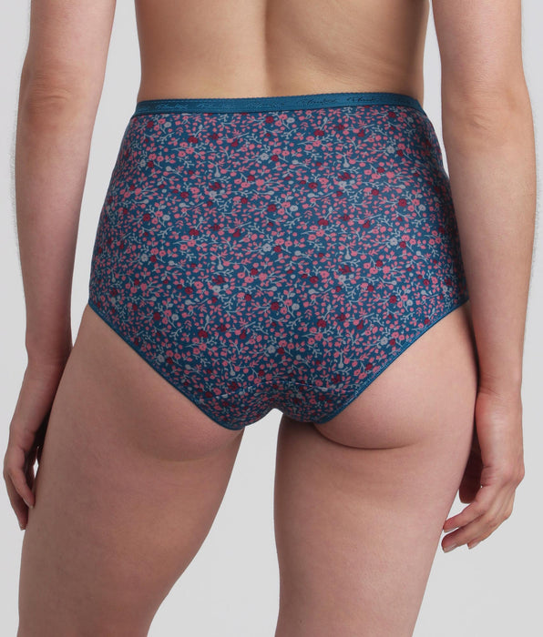 Playtex® Lote de 3 bragas talle alto rojo carmín, estampado verde y verde pino Algodón Bio