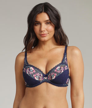 Sujetador con aros azul floral Flower Elegance Reciclado