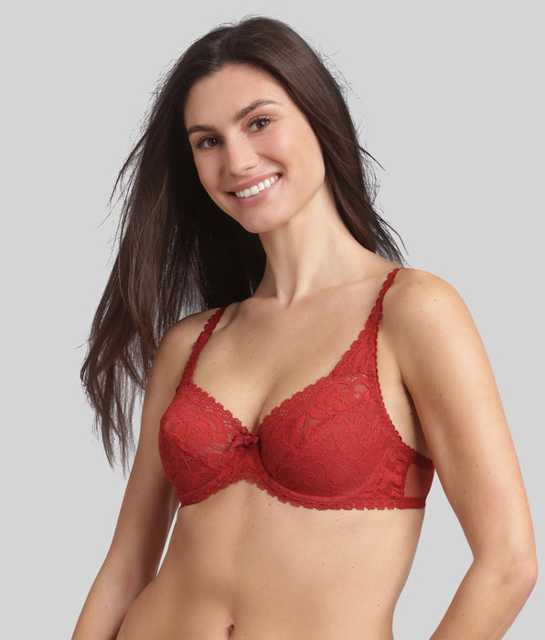 Playtex® Sujetador balconette con aros rojo terciopelo Flowery Lace Reciclado