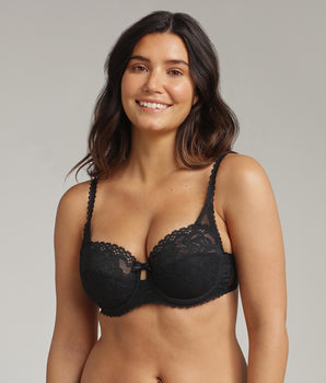 Sujetador balconette negro Flower Elegance Reciclado