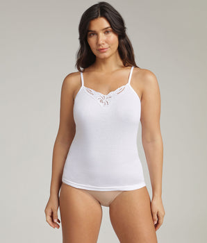 Camiseta tirantes finos blanca Cherish Cotton & Lace